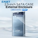 Eaget 6.35 Cm Hdd/ssd External Enclosure USB 3.0 To Sata Portable Clear Case Tool-free Installation Uasp Supported 5GBPS High-sp