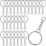 20PCS Silver Keychain Ring Open Jump Ring Round Keychain Rings Bulk For Craft Making Jewelry