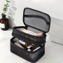 Portable Mesh Double Layer Cosmetics Bag Outdoor Large Capacity Toiletry Bag Travel Storage Bag Wash Bag