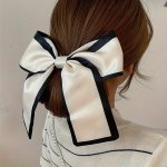 1PC 2PCS Elegant Beautiful Bow Temperament Women's Girls Fabric Hair Tie Head Rope French Elegant Streamer Big Hair Headwear Ide