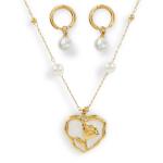 Goldair Gold Plated Heart Rose Frame Necklace Set