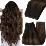 Youngsee 24 Inch Sew In Hair Extensions Real Human Hair Brown Weft Hair Extensions Balayage Sew In Bundles Human Hair Dark Brown