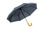 21" Wooden Hooked Handle Auto Open & Close Fold-up Rain Umbrella
