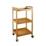 Trolley With Three Bamboo Shelves Including Wheels