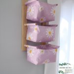 Modern Nappy Or Toy Stacker With Wooden Frame Daisy Light Purple