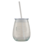Fat Belly Cocktail Glass Jar With Lid & Straw