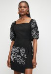 Superbalist Embroidery Puff Sleeve Wrap MINI Dress - Black