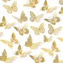 12pcs 3D Golden Butterfly Wall Decor - Perfect For Butterfly Birthday Party Cake Decor Nursery Decor & More Christmas Halloween Thanksgiving Day Gift Easter Gift