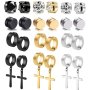 12PAIRS Magnetic Stainless Steel Non Pierced Earrings For Men Magnet Cz Clip On Dangle Earrings Set