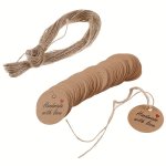 100PCS Handmade With Love Labels Hang Tags Blank Kraft Paper With 2000.0CM 65.62FEET String