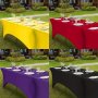 182.88CM Stretchable Spandex Tablecloth - Wrinkle-resistant Perfect For Rectangular Folding Tables Ideal For Parties Banquets Weddings & Events - Available In White And Black