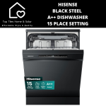 Hisense Black Steel A++ Dishwasher - 15 Place Setting