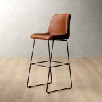 Hand-stitched Tall Leather Bar Chair