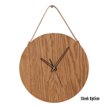 Magna Wall Clock In Oak - 250MM Dia Natural Sleek Black Second Hand