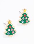 Goldair Gold Christmas Tree Stud Earrings