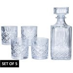 5PC Whiskey Set Decanter 4 Glasses
