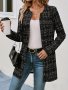Plaid Pattern Open Front Jacket Versatile Long Sleeve Outwear For Fall & Winter Women's Clothing