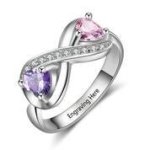 CRI103595 - 925 Sterling Silver Personalized Birthstones Infinity Ring