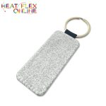 Sublimation Pu Glitter Rectangle Keyring – Silver