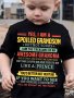Yes I Am A Spoiled Grandson Print Boy's Short Sleeve T-shirt Versatile Loose Round Neck Breathable Casual Top