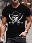 Pirate Knife Print Tee Shirt Tees For Men Casual Short Sleeve T-Shirt For Summer