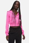 Cropped Zip-through Hoodie - Cerise