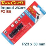 Tork Craft 2 PK Pozi No. 3 X 50MM Impact Power Insert Bit TCIPZ0350C