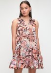 Sissy Boy Tier And Now: Sleeveless Printed Satin Dress With Tiers - Brown Multi