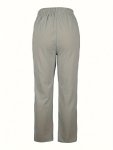 Drawstring Elastic Waist Pants Casual Straight Leg Daily Wear Pants With Pocket For Spring & Fall Women's Clothing