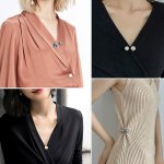 6PCS Mixed Colors Faux Pearl Brooch Pins Sexy Anti-glare Neckline Safety Pins Sweater Shawl Clips Women's Clothing Dress Decorat