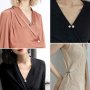 6PCS Mixed Colors Faux Pearl Brooch Pins Sexy Anti-glare Neckline Safety Pins Sweater Shawl Clips Women's Clothing Dress Decoration Accessories