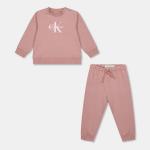 Calvin Klein Girls Monogram Sweatshirt And Trackpant Set In Rose - Rose 2 Years