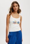 Cotton On Scoop Neck Graphic Cami - Sailing Capri vintage White