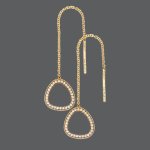 Gold Diamond Pebble Thread Earrings