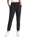 Crz Yoga 4-WAY Stretch Ankle Golf Pants For Women 27" - Casual Dress Work 7 8 Sweatpants With Pockets Black Small