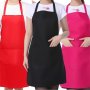Versatile Polyester Apron With Pockets - Waterproof Solid Color For Cooking Chefs Waiters BBQ & Hairdressing - Durable Kitchen & Restaurant Workwear