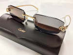 Cartier Rimless Unisex Sunglasses In Gold - Gold