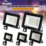 1PACK 220V LED Induction Floodlight 10W 20W 30W 50W 100W Outdoor Waterproof Courtyard Corridor Human Body Wall Light Control Flo