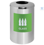 Cool Recycling Bin One Hole – Stainless Steel – Includes Sticker Label And Plastic Liner – 490 Diameter X 695 H Mm – RECDK01SSRE