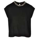 Pearl Diamante Boxy Top - Black Free