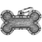 Bronx Myfamily Bone Futuristic Xlarge Pet Id Tag - Antique Silver Waggs Online Pet Shop