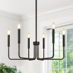 Rustic Black Chandelier 6-LIGHT Antique Farmhouse Chandelier For Dining Room Lighting Fixtures Vintage Candle Pendant Light Fixt