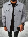 Men's Casual Button Up Lapel Mature Jacket Retro Elegant Coat