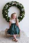 White Lace Forest Green Dress