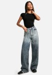 Basics High Waisted Super Wide Leg Jeans - Grey Blue
