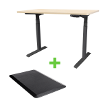 Tekdesk V2.0 Black Frame Height Adjustable Electronic Standing Desk Plus Anti-fatigue Mat COMBO - Tekdesk V2.0 Black Frame & Nat