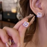 Elegant Square Zirconia Stud Earrings For Women - Chic & Sexy Minimalist Design With 925 Silvery Posts Perfect For Casual Attire