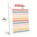 1PC 50 Sheet To-do List Notepad - Daily Planner Notepad Tear-out Notepad To-do Planner For Home Office School School Supplies St