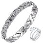 Jecanori Ultra Strength Magnetic Bracelets For Women Copper Rings For Women Stainless Steel Magnetic Bracelet For Women With Crystal Jewelry Gifts
