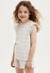 Cotton On Stacey Short Sleeve Flutter Pyjama Set - Multi rainbow Stripe